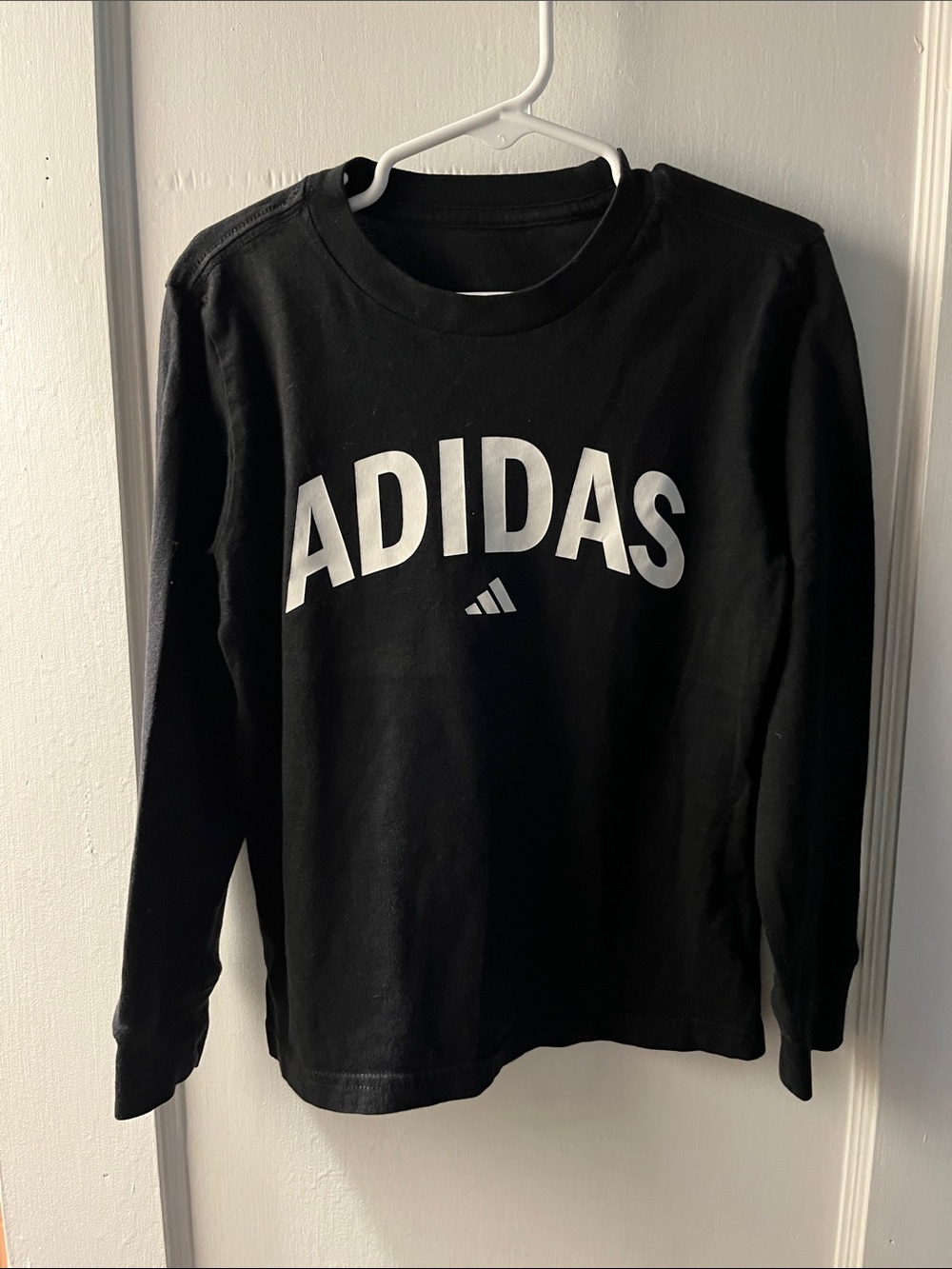 adidas Black Long-Sleeve Tee with White Logo